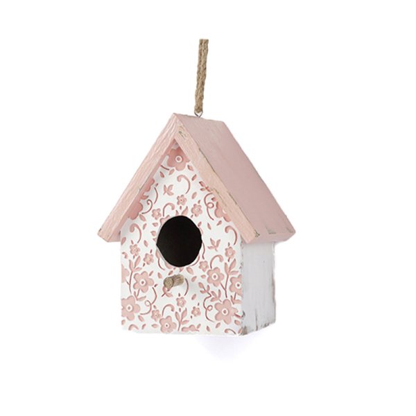 resin birdhouse pink 2 sizes