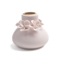 8x8x7cm Pink 3D Embossed Floral Ceramic Candle Holder 