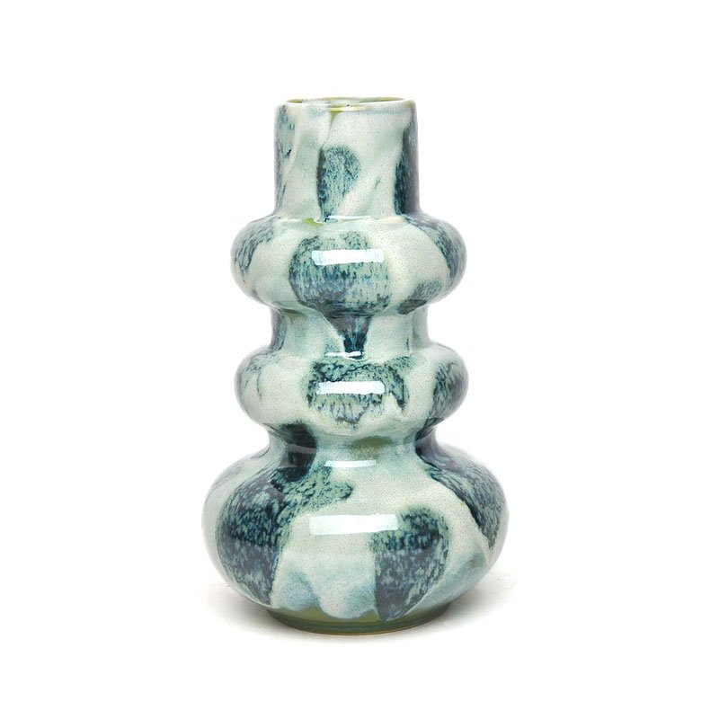 8x8x14cm Reactive Green Ceramic Vase