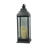 71cm Plastic Lantern With 3 LED Candles-Black