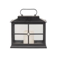 25cm Plastic Lantern With 7.5x10cm LED Candle-Black