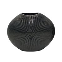 29cm Round MDF Carved Vase-Black