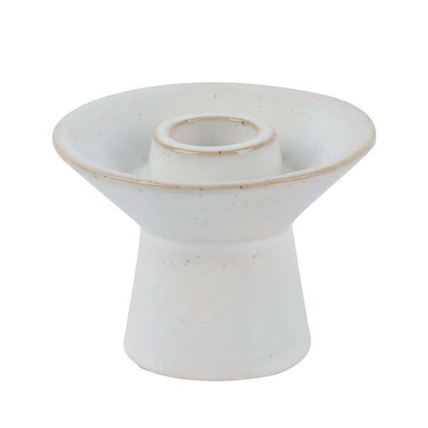 8cm Creamic Taper Candle Holder-White