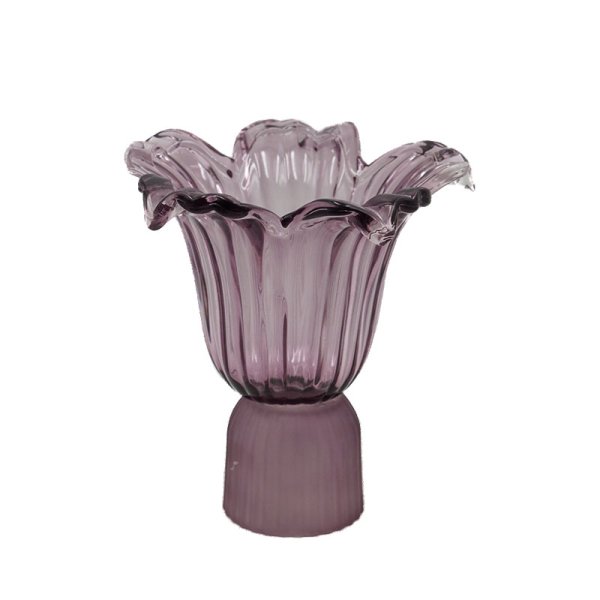 16x16.5cm Glass Votive Holder Purple