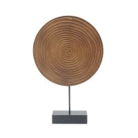 31cm MDF Carved Disk TableTop Decor-Brown
