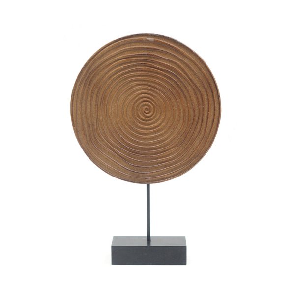 31cm MDF Carved Disk TableTop Decor-Brown