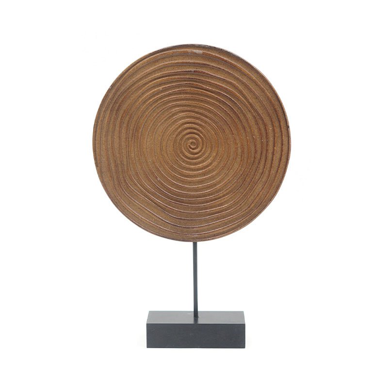 31cm MDF Carved Disk TableTop Decor-Brown