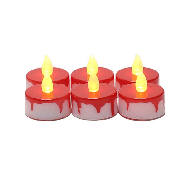 6Pk Blood Plastic Tealight For Halloween