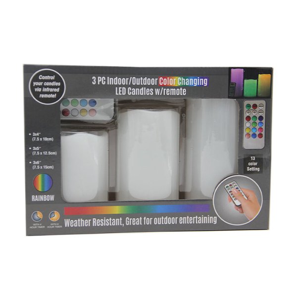 3PkOutdoor/Indoor Waterproof Plastic Flameless Led Candle With Remote