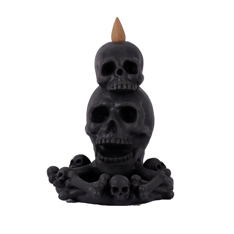 Halloween resin skull incense holder