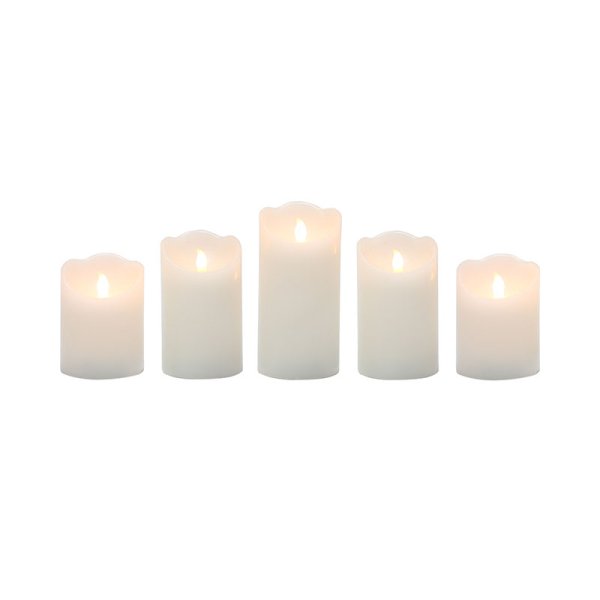 5Pk 3*4_5_6 White Wax Flameless Led Candle For Halloween  