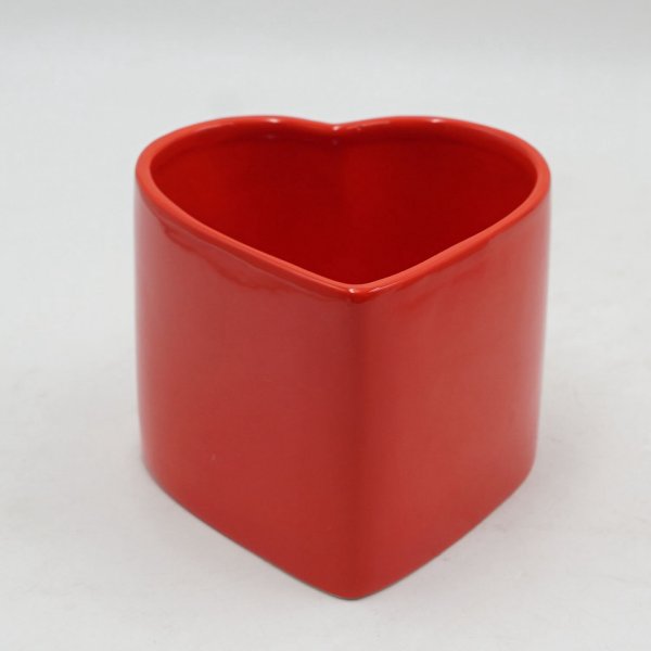 14cm Vday ceramic heart pot red