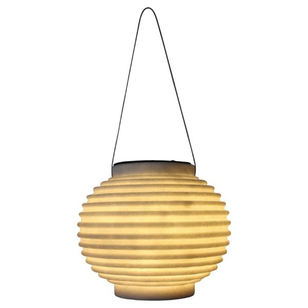 Sandstone Round Ribbed Solar Lantern
