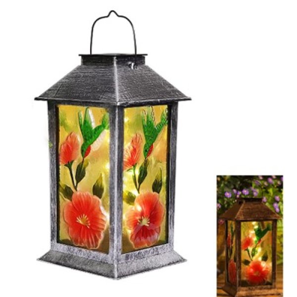 14x24cm Plastic Solar Lantern printed Glass Window
