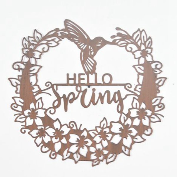 45x42cm Metal Wall Décor Hello Spring