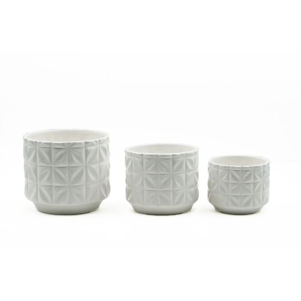geometric ceramic pot white set3
