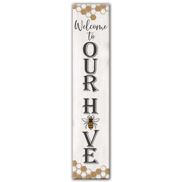 47"H Wood welcome leaner