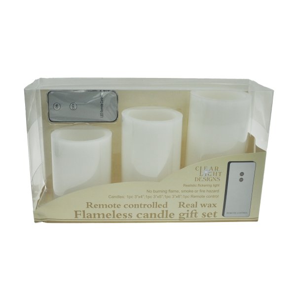 3PK 3*4/5/6 Flameless Led Wax Candle With Remote