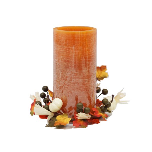 Real Wax Frosted Finish LED Candle With Wreath With Timer