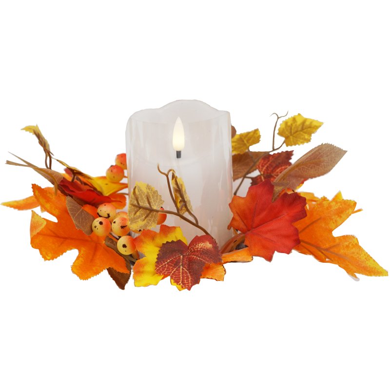 Decorative indoor LED candle with wreath