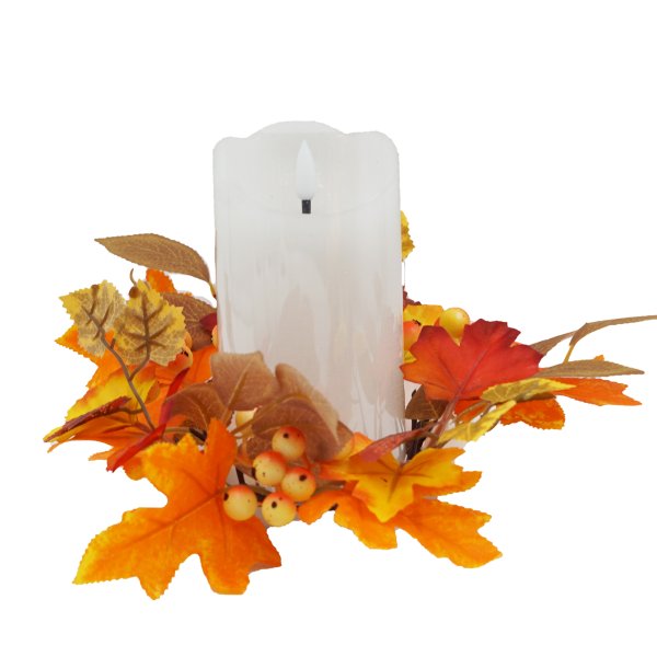 Real Wax LED Candle With Wreath With Timer