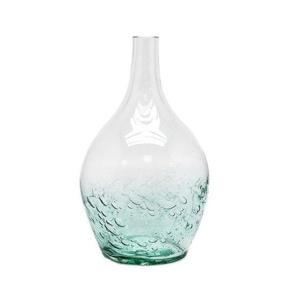 24x40cm Glass Vase Clear&Aqua Bubble