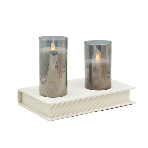 Luster Glass Filled Wax Flameless Led Candle With Timer Function