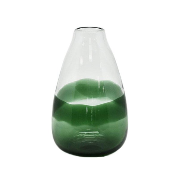 18x27cm Glass Vase Clear&Green