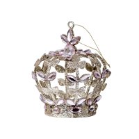 Metal-Crown-Christmas Tree Ornament-Gold/Pink