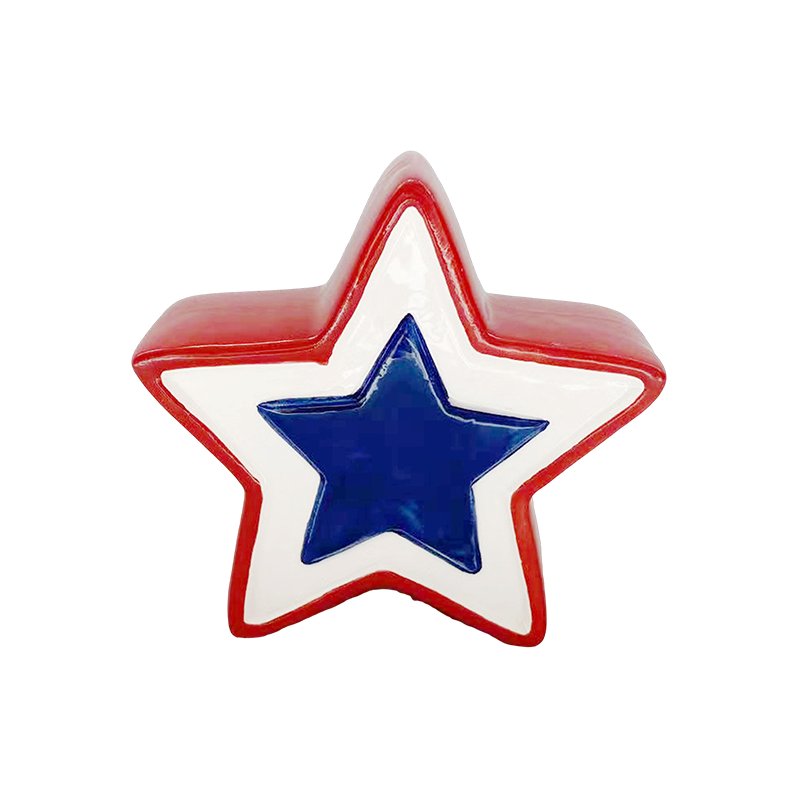 Ceramic-Patriotic Star-Tabletop Decoration-Red/White/Blue