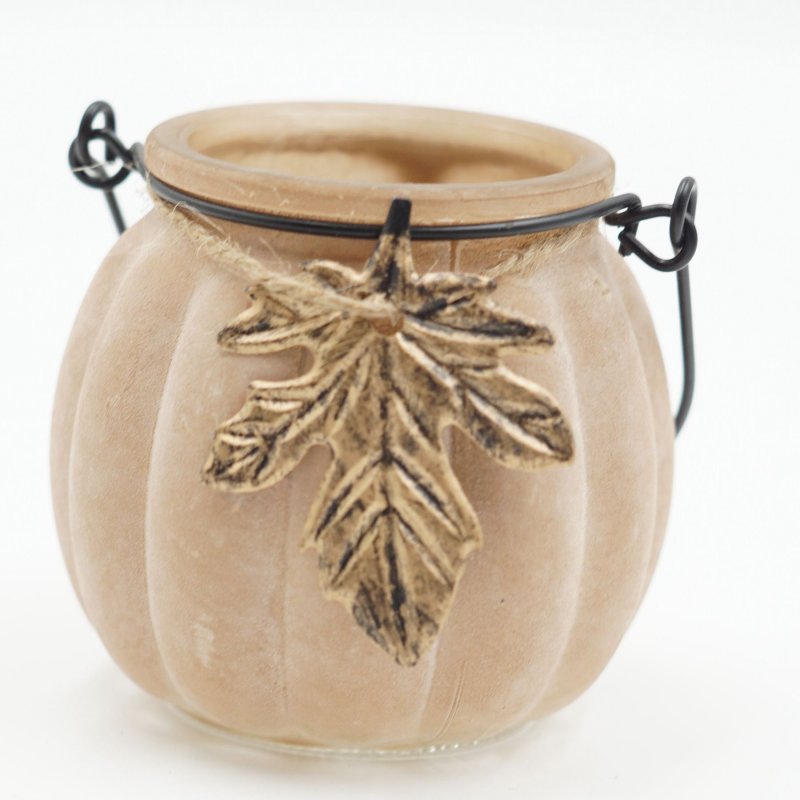 Glass-Maple Leaf-Candle Holder-Tabletop Décoration-Brown