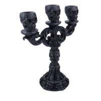 29x35CM RESIN BLK SKULL CANDLE HOLDER