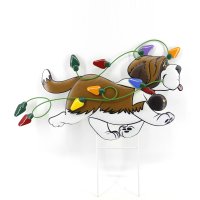 Metal-Christmas Dog-Outdoor Stake-Brown/Red/Green/Yellow