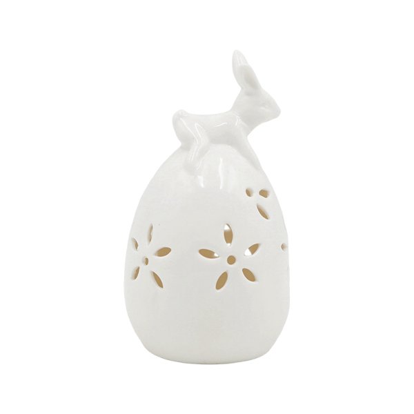 8x13.5CM White Porcelain Egg W/ Led