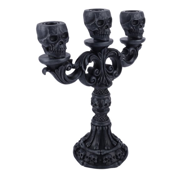 29x35CM RESIN BLK SKULL CANDLE HOLDER