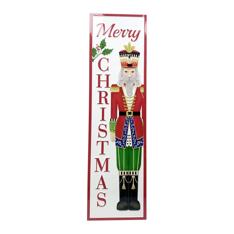 Metal-Christmas Nutcracker-Outdoor Porch Leaner-Red/Green/White