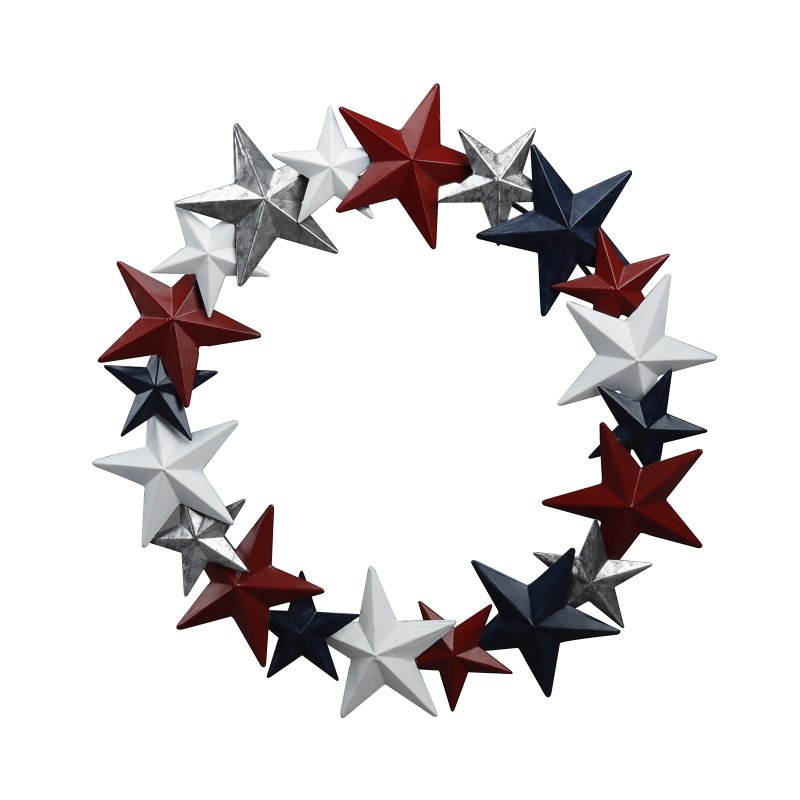 Metal-Patriotic Star-Wall Décor-White/Red/Blue