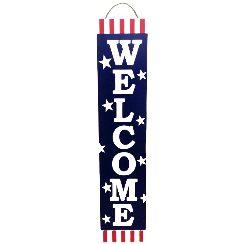 MDF-Welcome-Outdoor Porch Leaner-White/Red/Blue